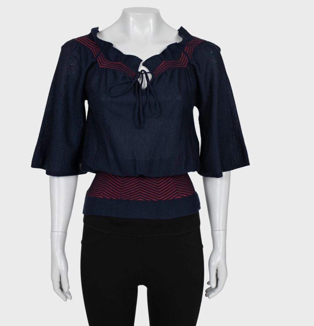 Christian Dior Blue Striped Cashmere-Silk Blouse - IT40/S